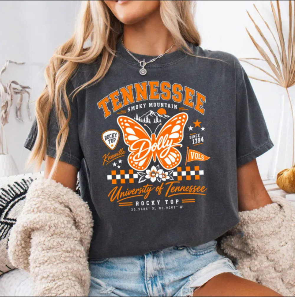 Tennessee Volunteers Butterfly Shirt, Game Day Vols Tee, Dolly Tribute T-Shirt